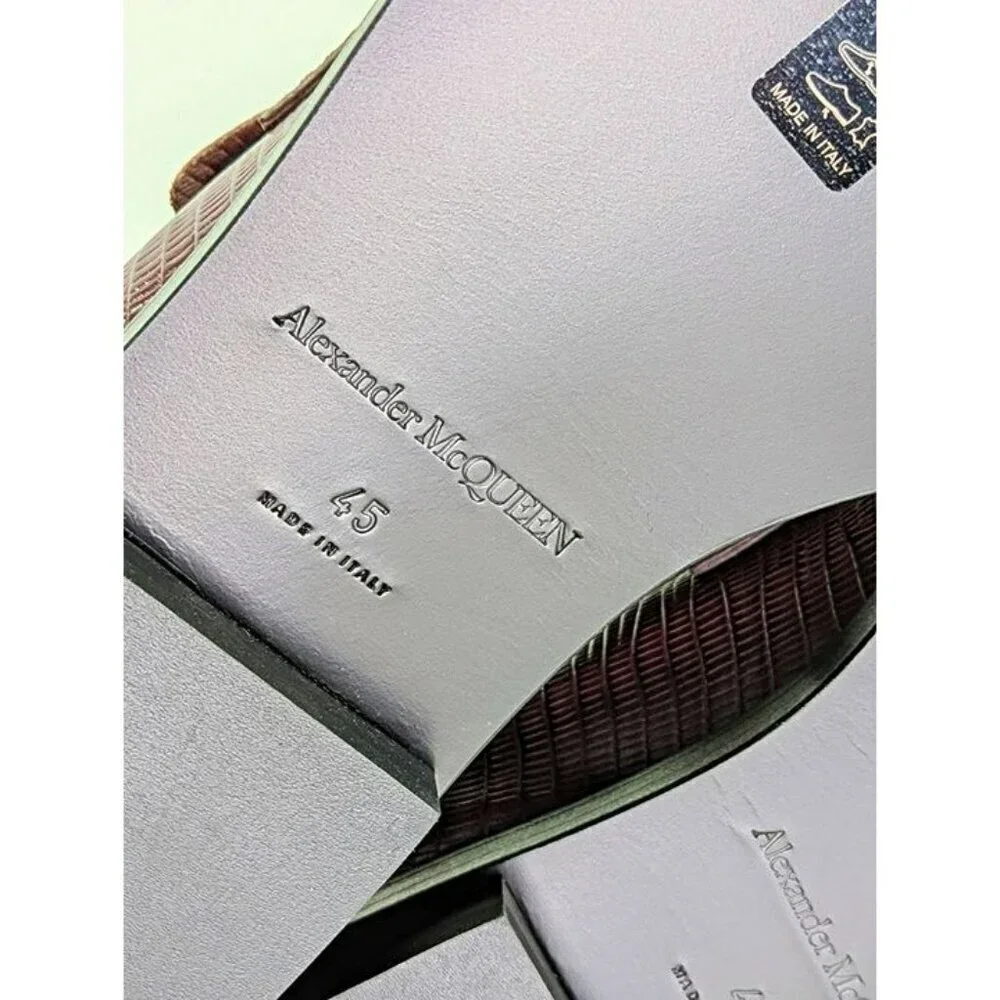 Alexander McQueen Men’s Jupiter Leather Moccasins Burgundy Size 45 (MSRP $990)
